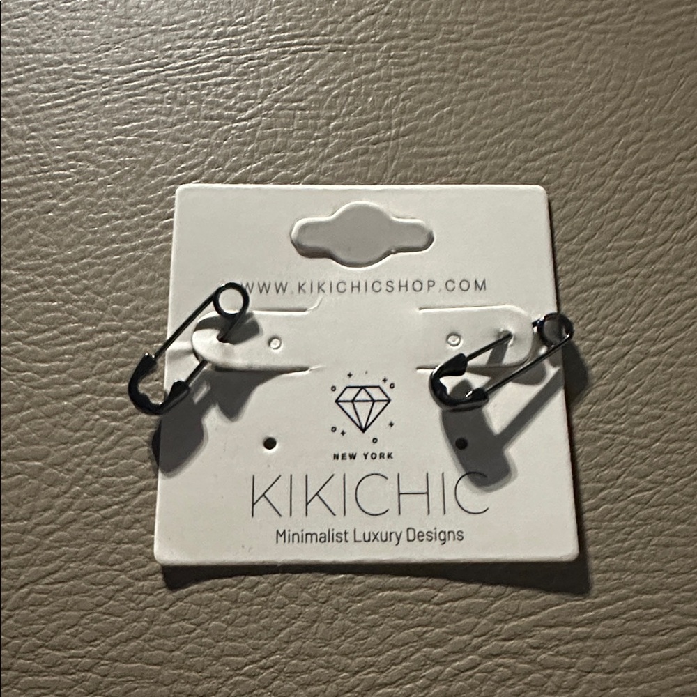 Black Safety Pin Earrings